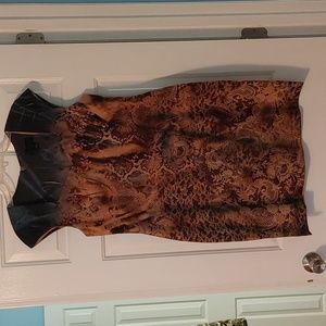 Connected Apparel dress, size 14, beige, taupe & teal